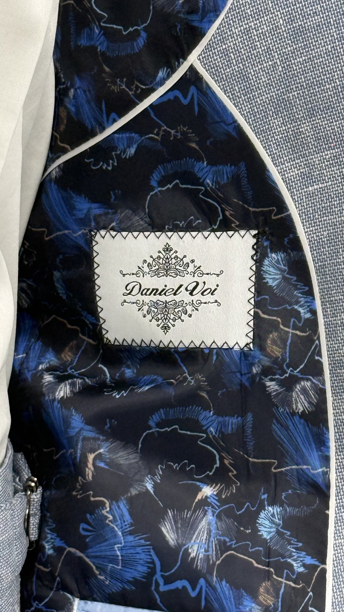 Açık Mavi %100 Keten Sivri Yaka Slim Fit 2'li Takım Elbise (Ceket + Pantolon)