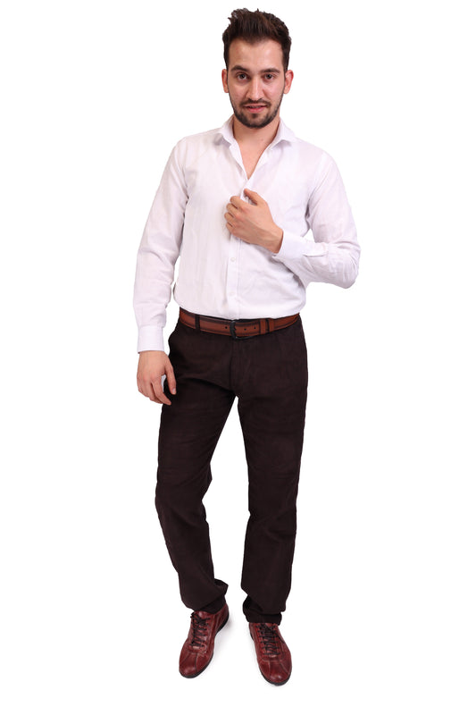 Kadife Yandan Cepli Kahverengi Regular Fit Erkek Pantolon