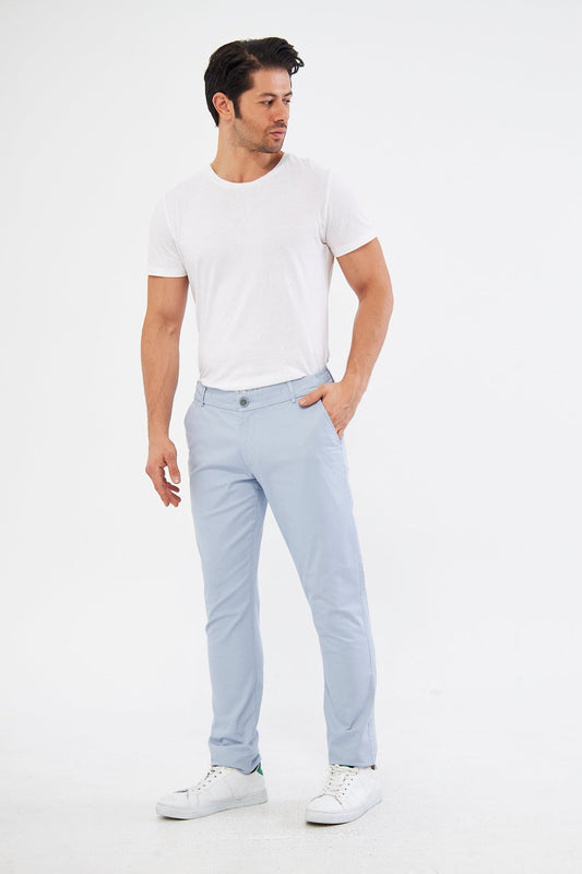 Ara Mevsimlik Slim Fit Pamuklu Beli Yarım Lastikli Blue Erkek Pantolon - Rahatlıkta Şıklık