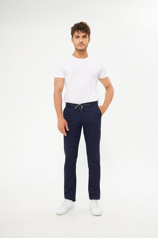 Yazlık Beli Lastikli Koyu Lacivert Pantolon