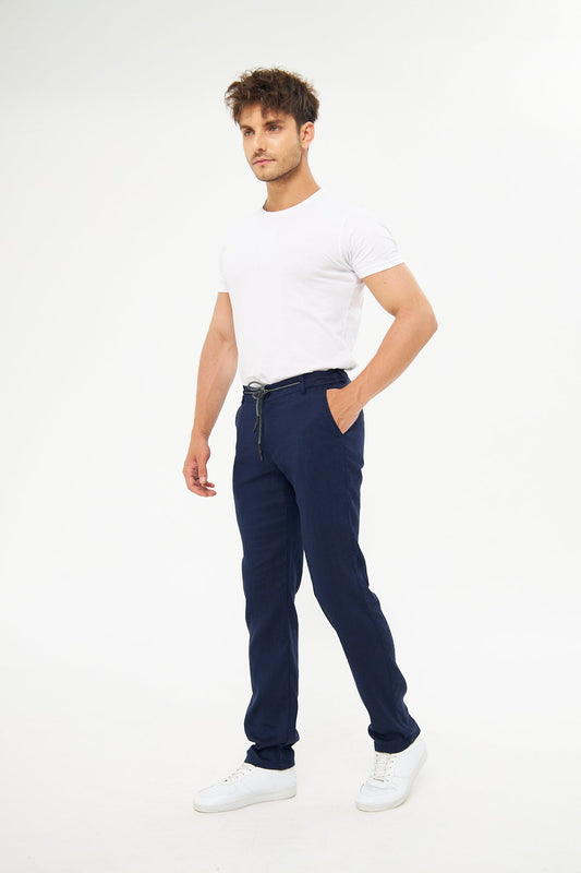 Yazlık Beli Lastikli Açık Lacivert Pantolon