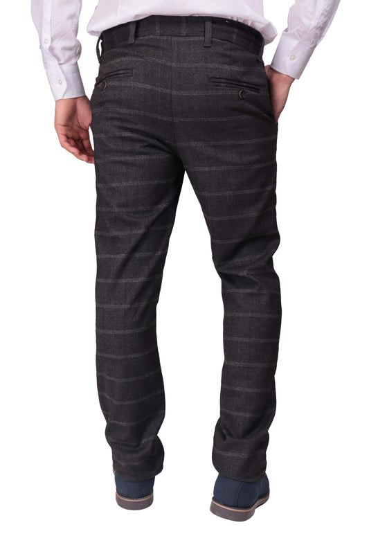 Erkek Kareli Siyah Lastikli Yumuşak Kumaşlı Pantolon