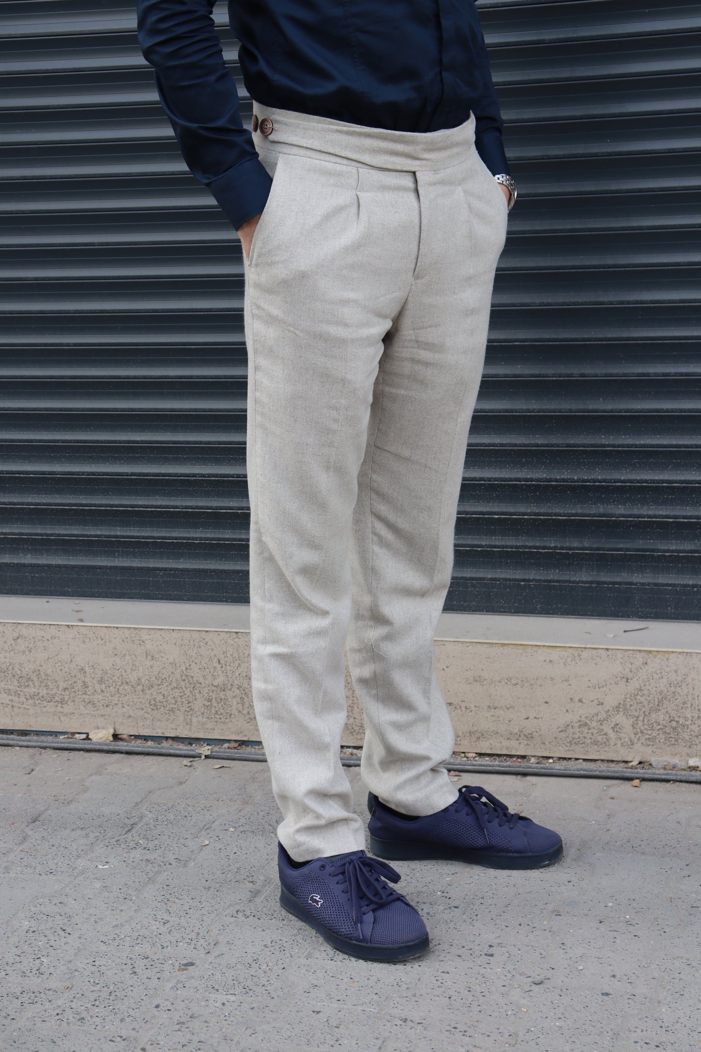 Daniel Voi Açık Kahve İtalyan Kesim Yan Düğmeli Pileli Şık Kumaş Pantolon