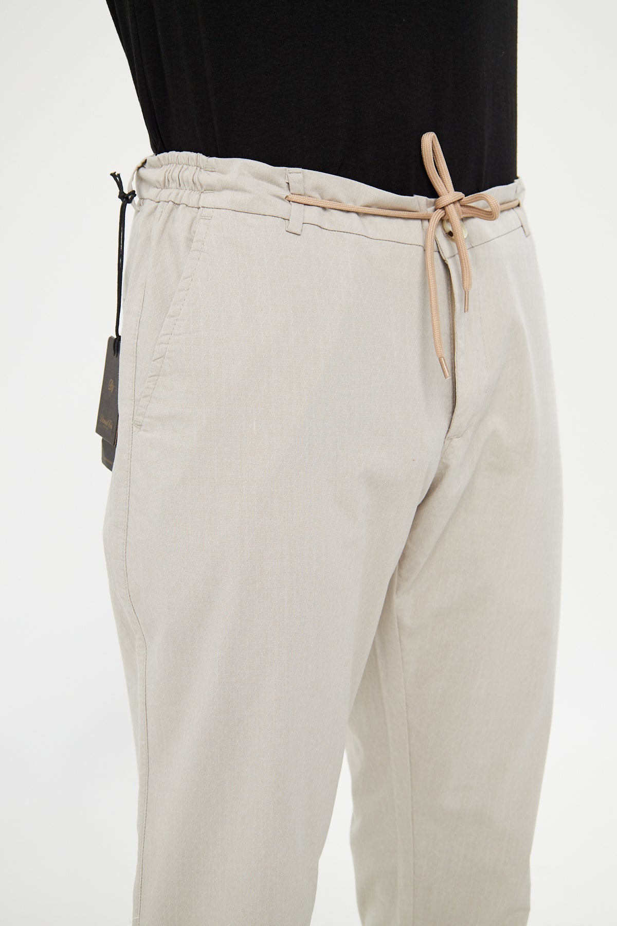 Yazlık Rahat Beli Lastikli Bej Pamuklu Pantolon