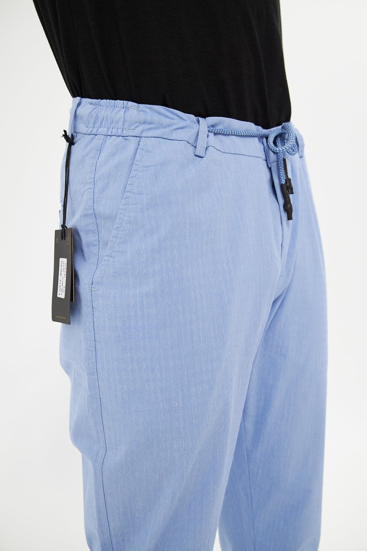 Yazlık Rahat Beli Lastikli Açık Lacivert Pamuklu Pantolon