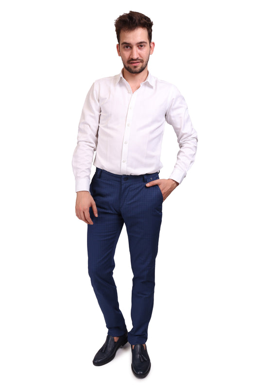 Erkek Lacivert Pamuklu Slim Fit Pantolon