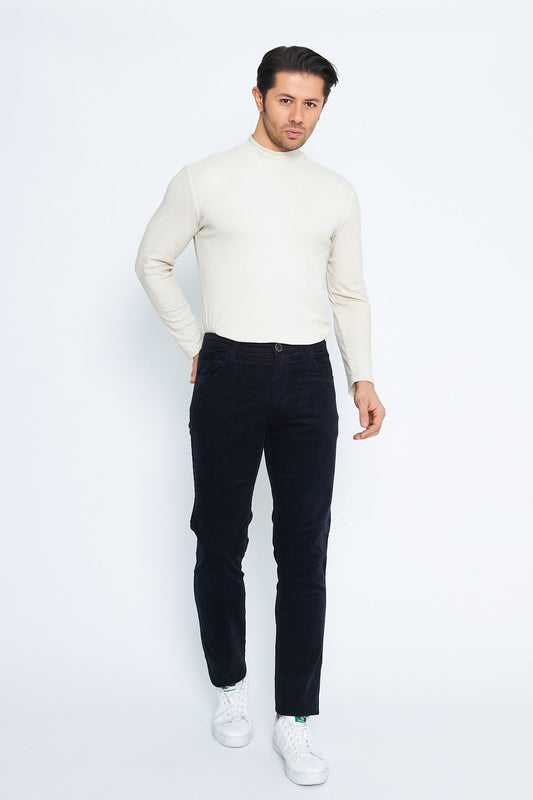 Kadife 5 Cep Regular Fit Lacivert Erkek Pamuklu Pantolon