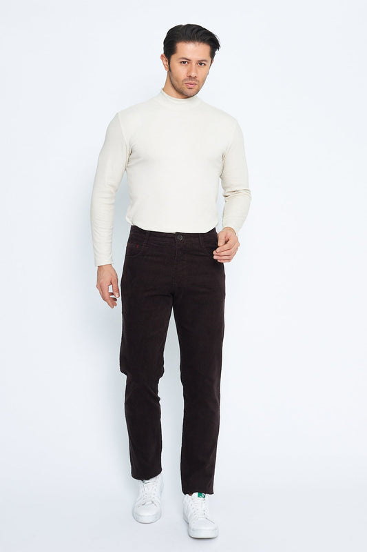 Kadife 5 Cep Regular Fit Kahverengi Erkek Pamuklu Pantolon