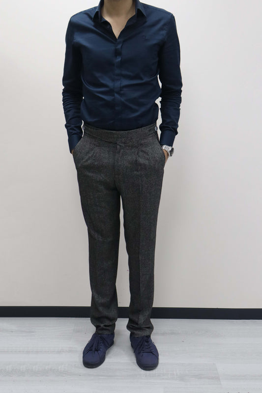 Daniel Voi Duman Siyahı İtalyan Kesim Yan Düğmeli Pileli Şık Kumaş Pantolon