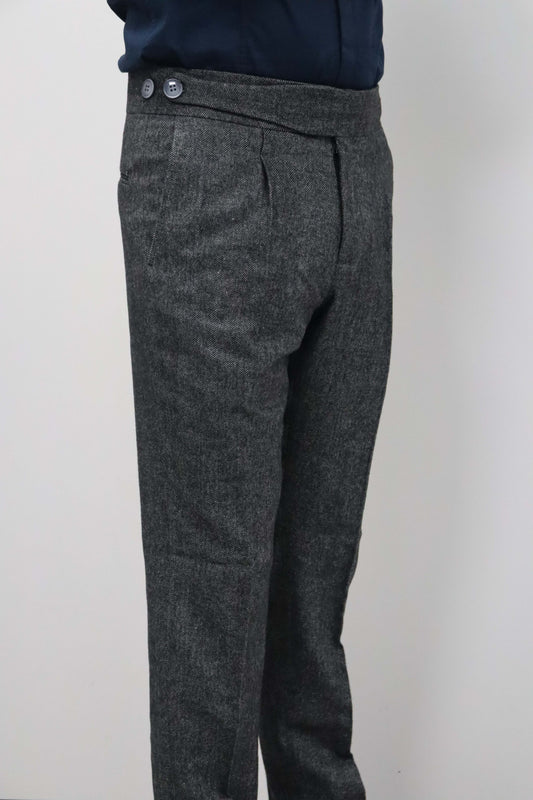 Daniel Voi Duman Siyahı İtalyan Kesim Yan Düğmeli Pileli Şık Kumaş Pantolon