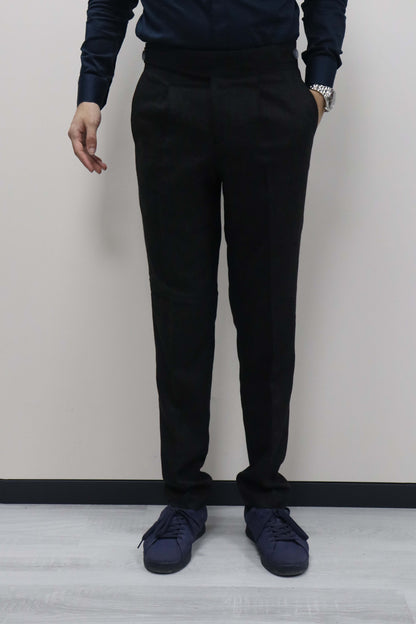 Daniel Voi Siyah İtalyan Kesim Yan Düğmeli Pileli Şık Kumaş Pantolon