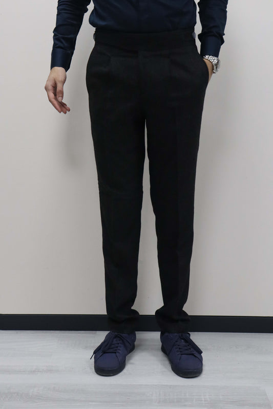 Daniel Voi Siyah İtalyan Kesim Yan Düğmeli Pileli Şık Kumaş Pantolon