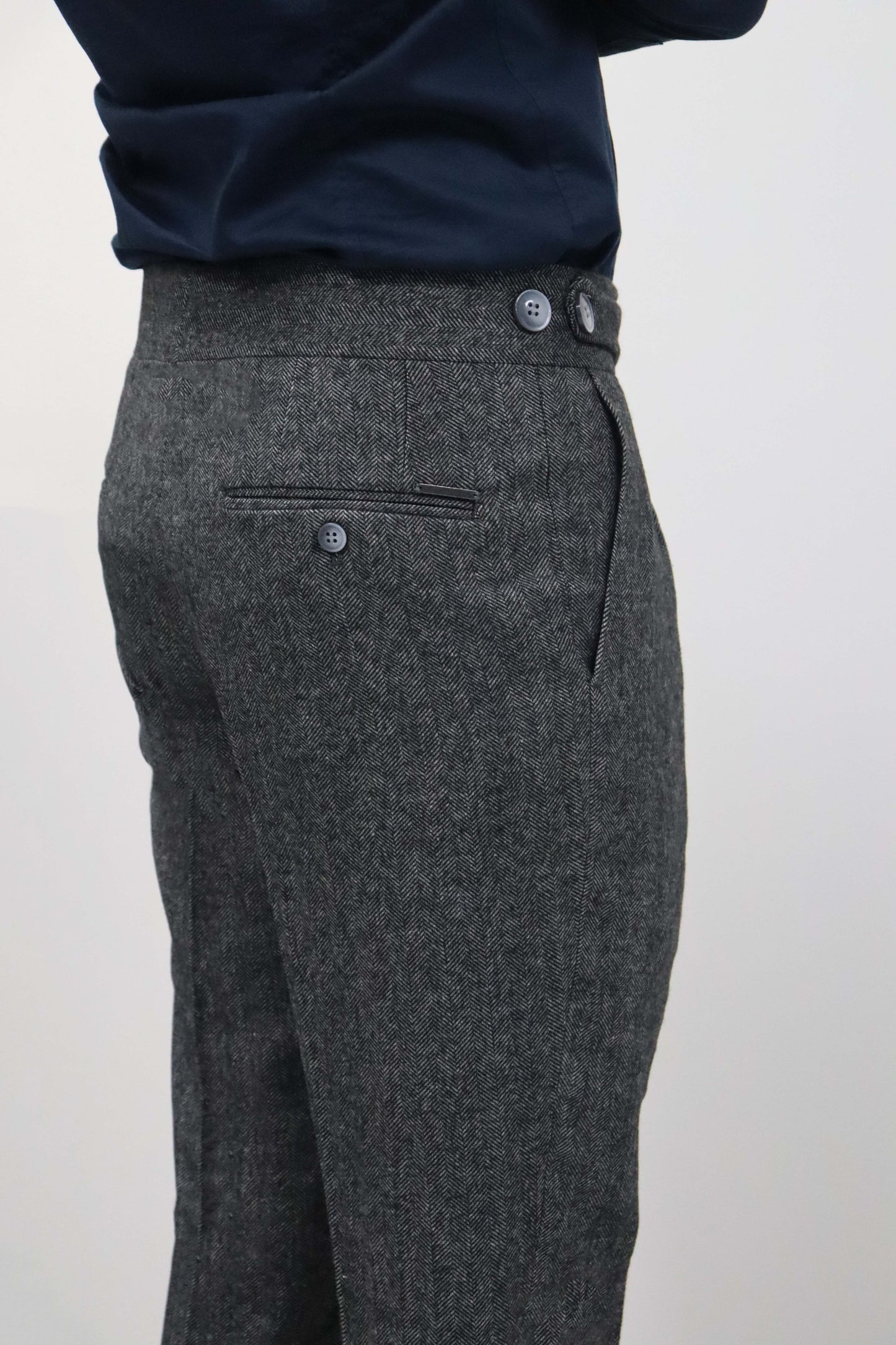 Daniel Voi Duman Siyahı İtalyan Kesim Yan Düğmeli Pileli Şık Kumaş Pantolon