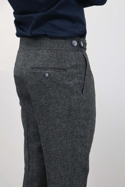 Daniel Voi Duman Siyahı İtalyan Kesim Yan Düğmeli Pileli Şık Kumaş Pantolon