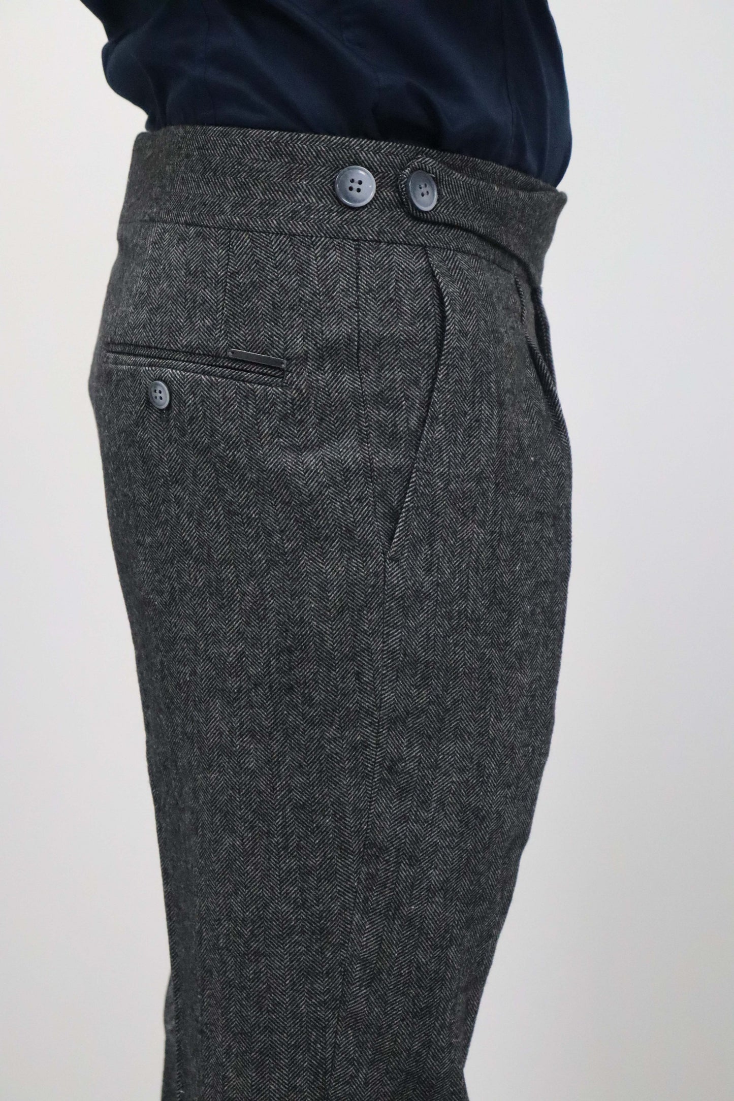 Daniel Voi Duman Siyahı İtalyan Kesim Yan Düğmeli Pileli Şık Kumaş Pantolon