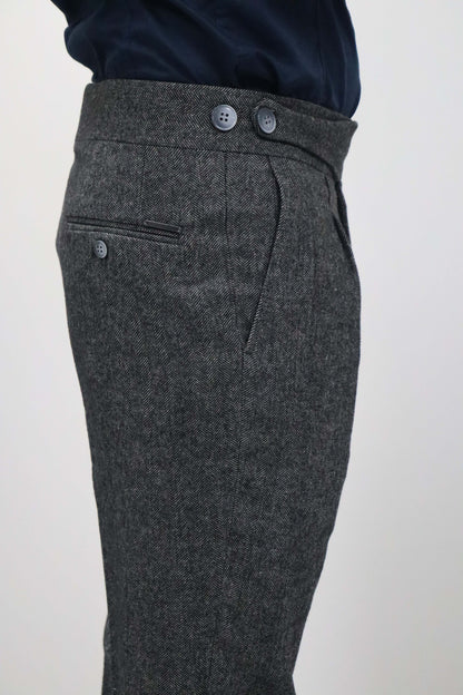 Daniel Voi Duman Siyahı İtalyan Kesim Yan Düğmeli Pileli Şık Kumaş Pantolon