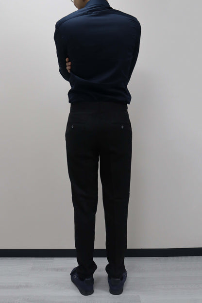 Daniel Voi Siyah İtalyan Kesim Yan Düğmeli Pileli Şık Kumaş Pantolon