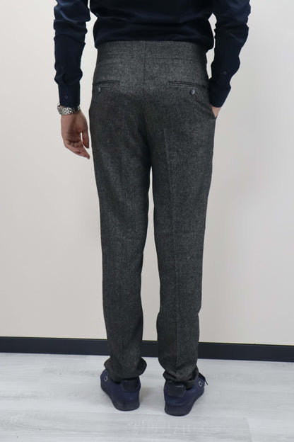 Daniel Voi Duman Siyahı İtalyan Kesim Yan Düğmeli Pileli Şık Kumaş Pantolon