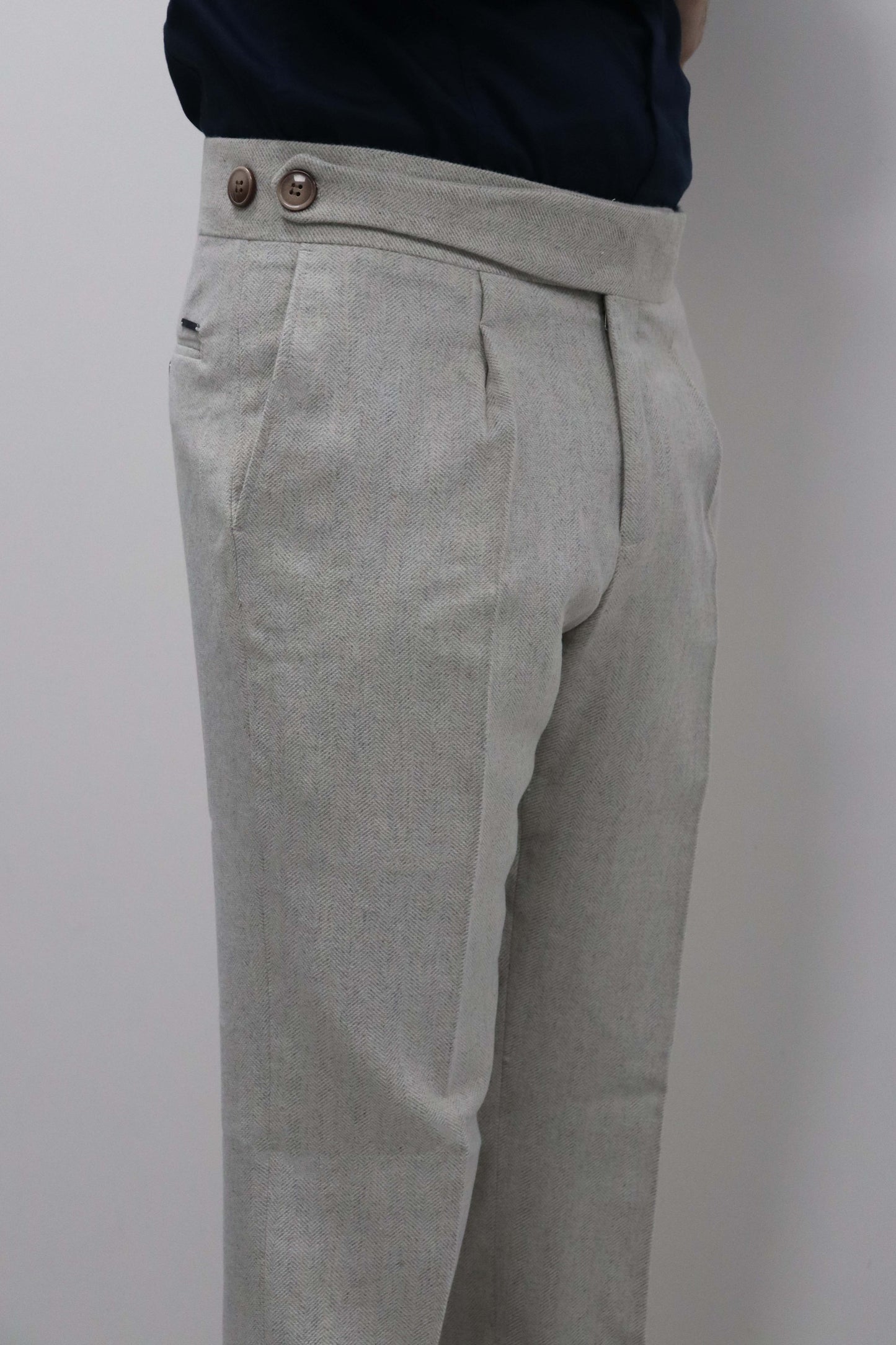 Daniel Voi Bej İtalyan Kesim Yan Düğmeli Pileli Şık Kumaş Pantolon