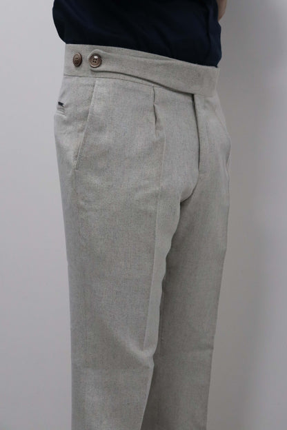 Daniel Voi Bej İtalyan Kesim Yan Düğmeli Pileli Şık Kumaş Pantolon