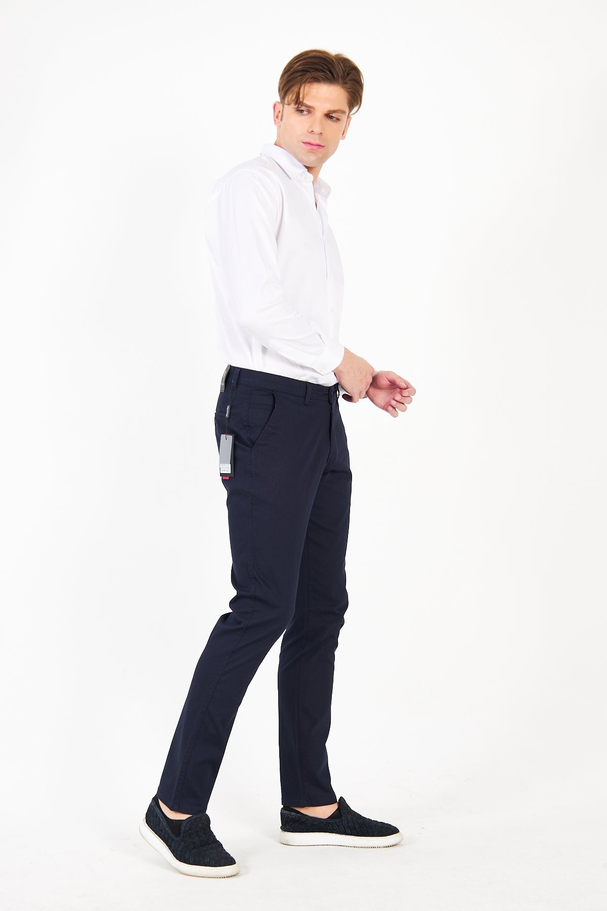 Chino Navy Blue Slim Fit Cotton Trousers