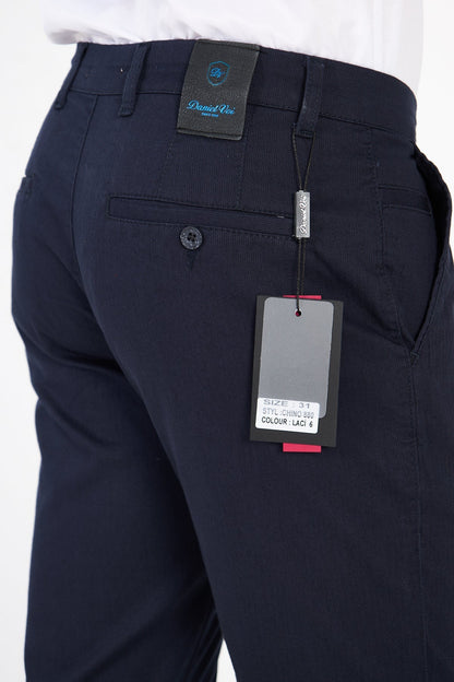 Chino Navy Blue Slim Fit Cotton Trousers