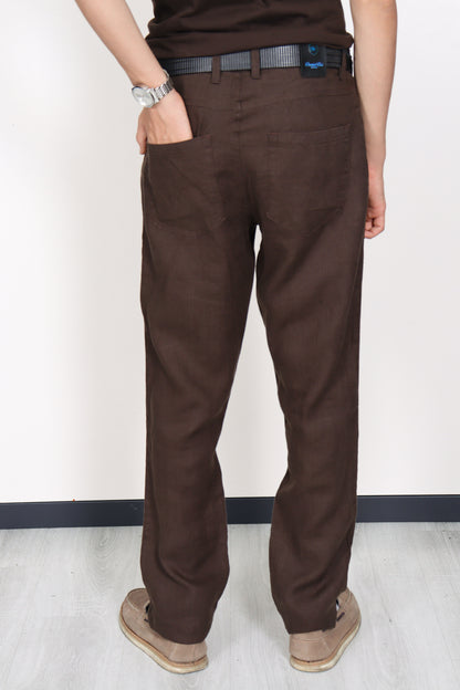 Daniel Voi Erkek %100 Keten 5 Cep Pantolon - Kahverengi (5 CP)