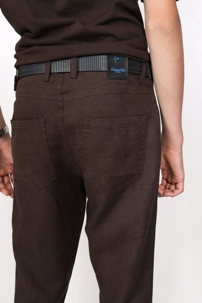 Daniel Voi Erkek %100 Keten 5 Cep Pantolon - Kahverengi (5 CP)