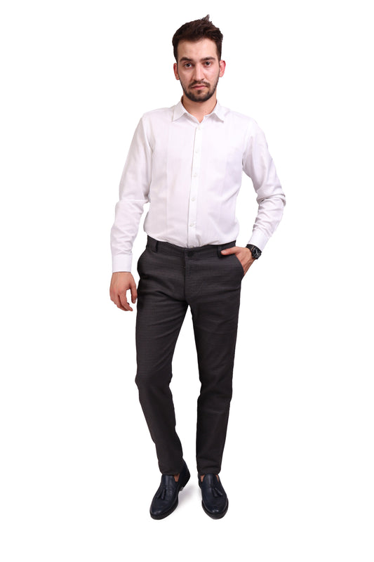 Square Patterned Medium Thickness Anthracite Men's Trousers 