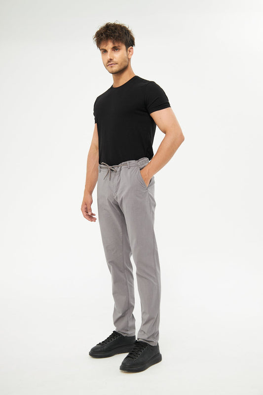 Summer Comfortable Elastic Waist Anthracite Cotton Trousers