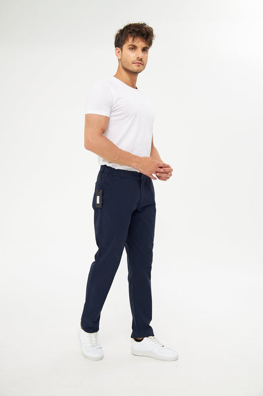 Comfortable Elastic Waist Dark Navy Summer Trousers