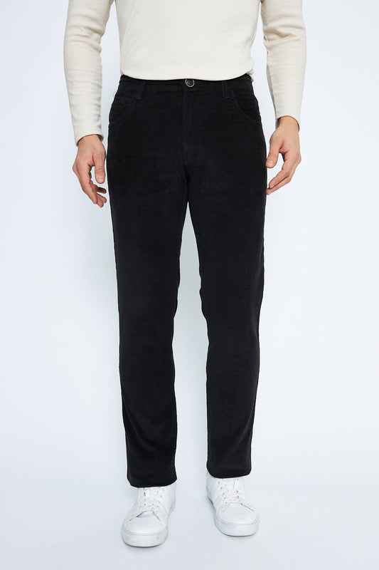 Velvet 5 Pocket Regular Fit Black Men's Trousers