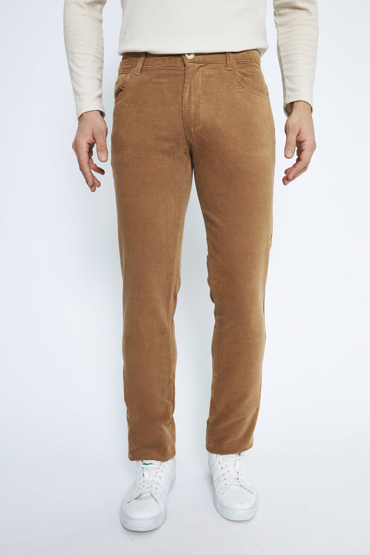 Velvet 5 Pocket Regular Fit Camel Men's Trousers