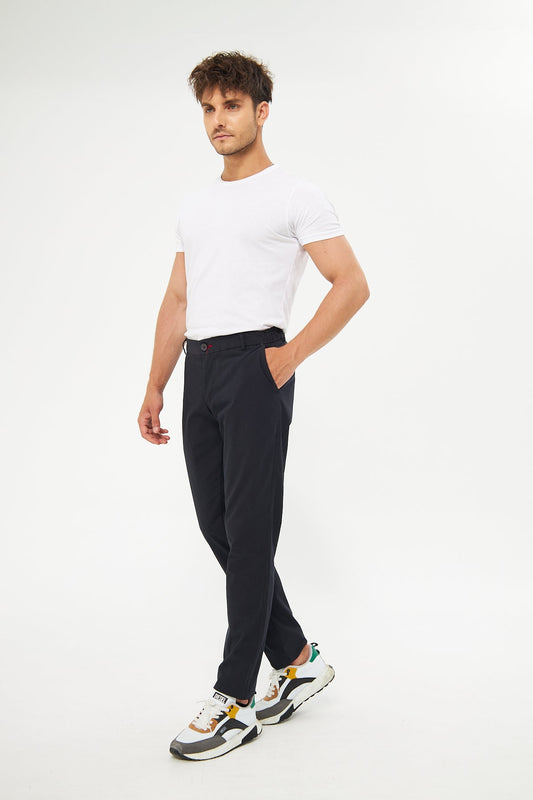 Comfortable Elastic Waist Black Summer Trousers