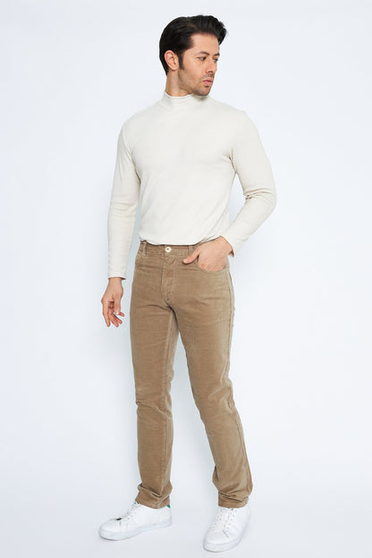 Velvet 5 Pocket Regular Fit Light Beige Men's Cotton Trousers