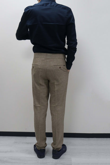 Daniel Voi Açık Kahve İtalyan Kesim Yan Düğmeli Pileli Şık Kumaş Pantolon