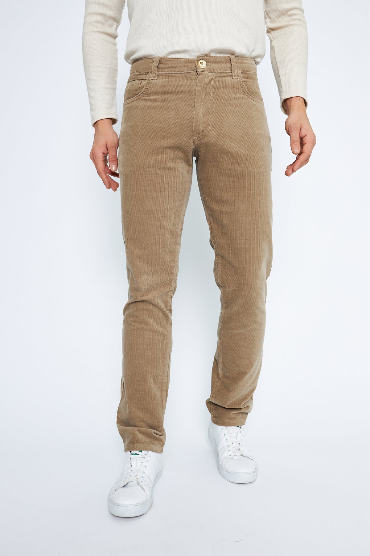 Velvet 5 Pocket Regular Fit Light Beige Men's Cotton Trousers