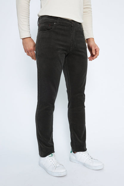 Velvet 5 Pocket Regular Fit Gray Men's Cotton Trousers