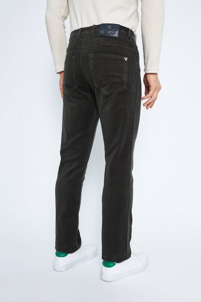 Velvet 5 Pocket Regular Fit Gray Men's Cotton Trousers