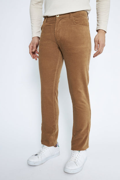 Velvet 5 Pocket Regular Fit Camel Men's Trousers